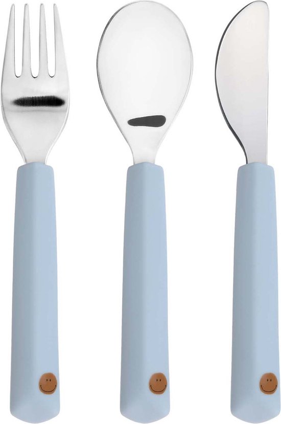 Lässig Couverts avec manche en Siliconen - Happy Rascals, Smile Sky Blue