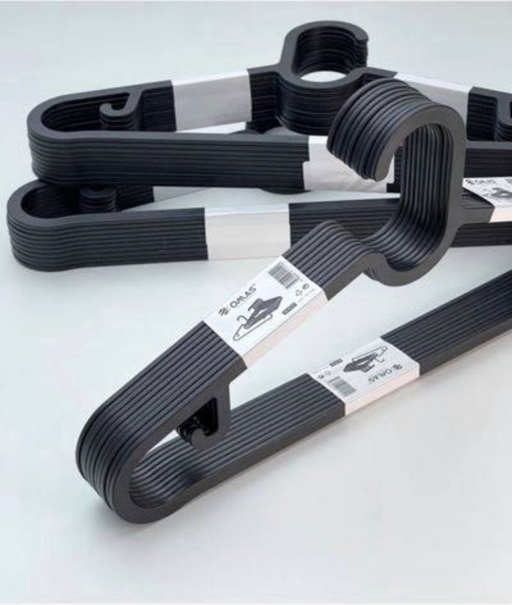 Slim Kledinghangers - Kledinghangers Zwart - Kleerhangers - Kledinghangers anti slip - 50 Stuks