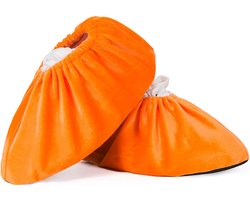3 paar wasbare overschoenen, herbruikbare antislip overschoenen, superzachte verdikte overschoenen, antislip en slijtvaste binnenvoethoezen voor thuis, computerruimte en dagelijks gebruik (Volwassenen, 36-42) - Volwassen oranje - 31cm