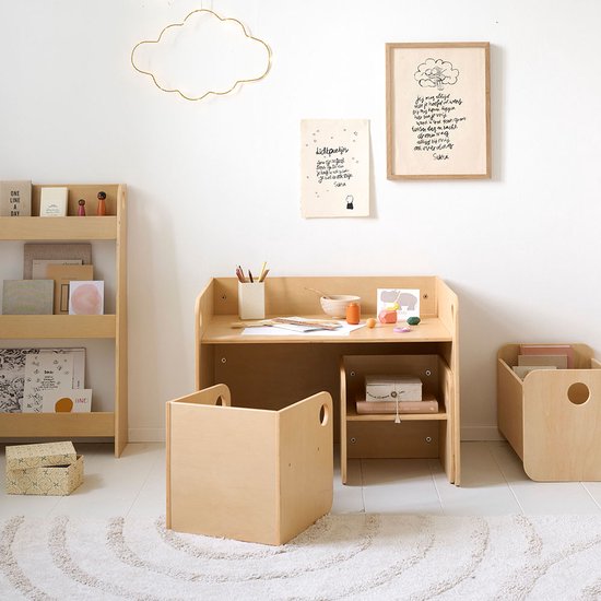 Petite Amélie Houten Boekenrek kind - Kinderboekenkast met Drie Schappen - Montessori boekenkast voor kinderkamer - Naturel