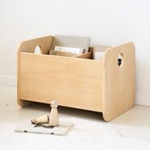 Petite Amélie Houten Speelgoedkist Naturel - Opbergbox volgens Montessori-Principes - Opbergkist met twee Vakken - Open Laag Ontwerp voor Zelfstandig Opruimen - Stevige Handgrepen - Stimuleert Zelfstandigheid - Ellipse Collectie