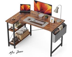 Mrs. Jones 47 Inch Kleine L-vormige Computer Bureau met Opslag Planken Thuiskantoor Hoek Bureau Studie Schrijftafel Diepbruin met Gratis Verzending .