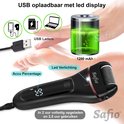 USB oplaadbare elektrische eeltverwijderaar met LED-display, 1200 mAh batterij en USB-opladers.
