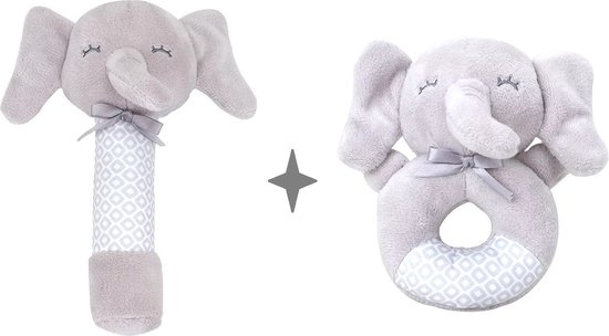 Foto: Bbsky set van 2 baby rammelaars olifantje