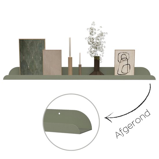 Hoya living - Fotolijstplank Lima - metaal - 80cm - Kleur Salie groen