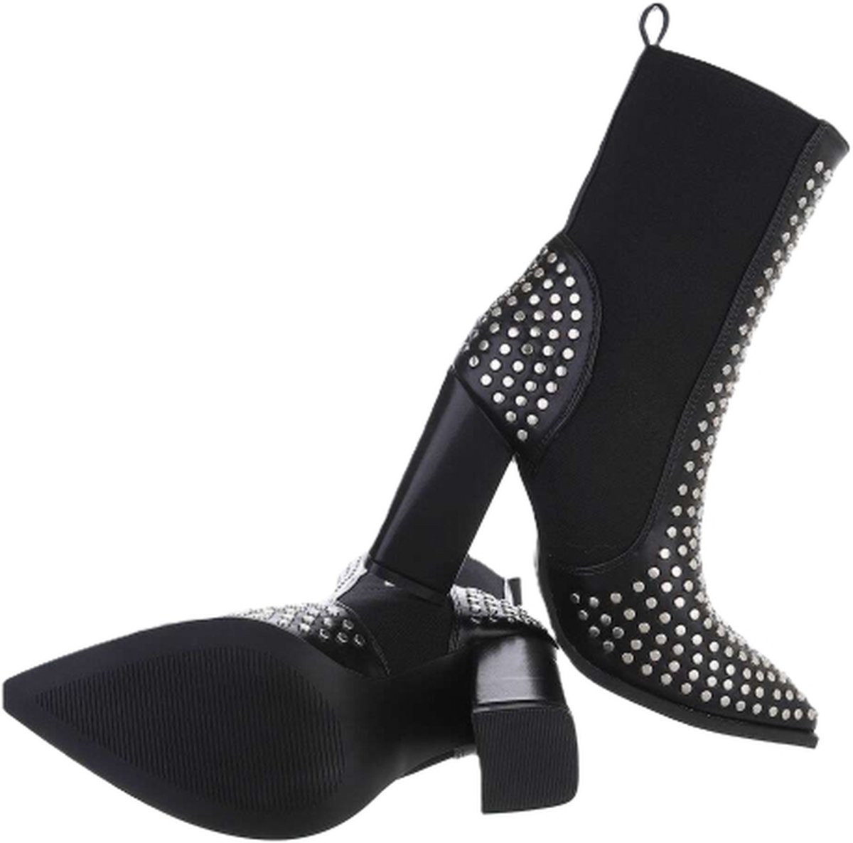 Dilena Fashion Enkellaars bewerkt met studs black