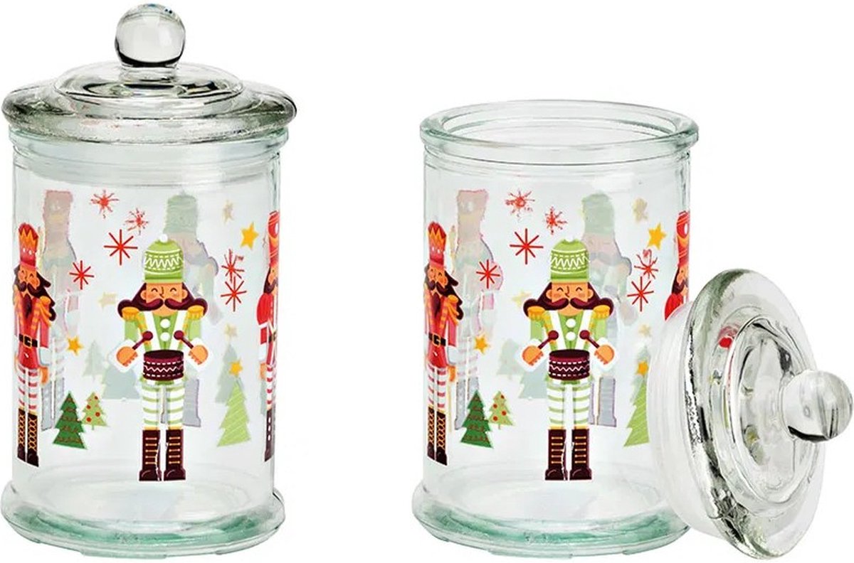 Voorraadpot kerst met hoge notenkraker print - inhoud 300 ml