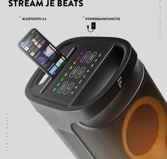 Partybox - Fenton Pulse130 speaker met lichteffecten - Met microfoon en ingebouwde accu — afbeelding 4