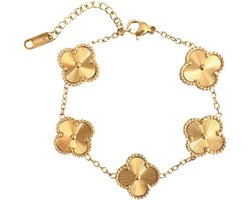EHH Beauty - Goudkleurige klaverarmband - Dames sieraad - Luxe armband clover- Valentijns cadeau