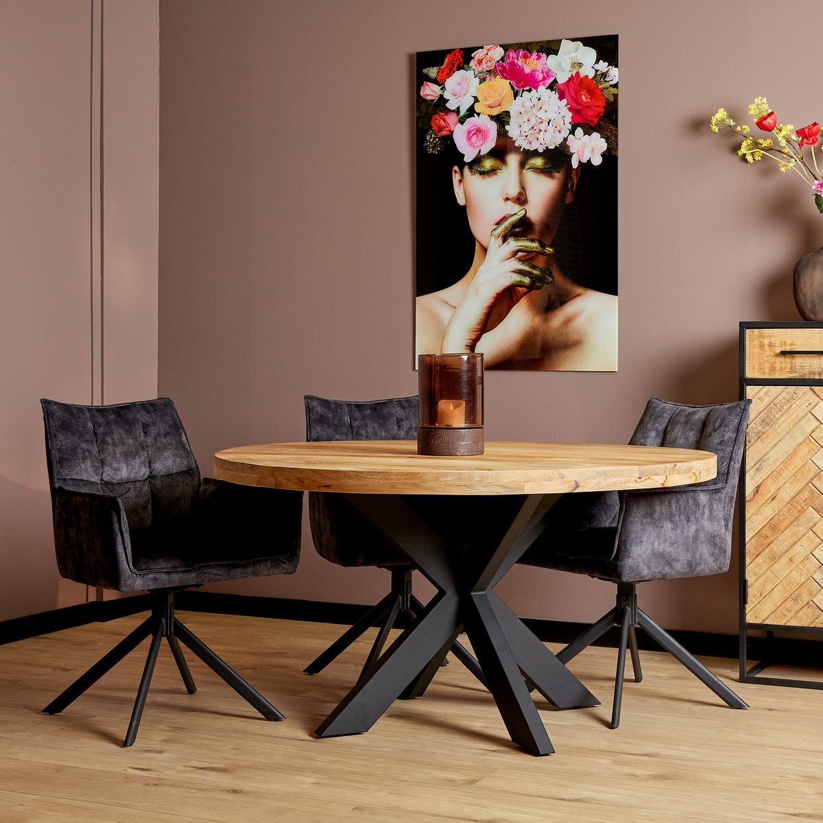 Meubels4nu - Brooklyn - Eettafel rond - 140cm - Mangohout - Snelle levering