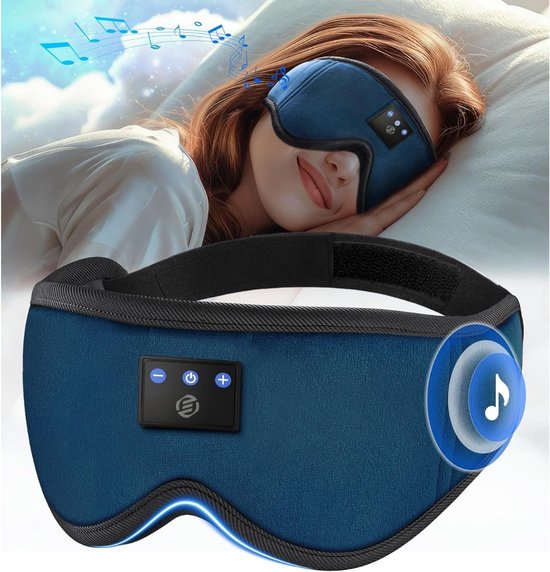 RENPHO Sleep Mask with Bluetooth V5.2, Ultra Soft Sleep Headphones, 3D Blackout, Wireless Sleep Mask for Side Sleepers, Comfort Eye Mask, White Sound Mask