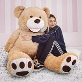 Grote Knuffelbeer XXL 200 cm lichtbruin - Mega beer 2 meter - XXL Mega Teddybeer 200 cm - Valentijnsknuffel - Knuffel Beer 200 cm - Grote Reuze Pluche Knuffelbeer - Hele grote Knuffelbeer van 200 cm - 2 meter beer