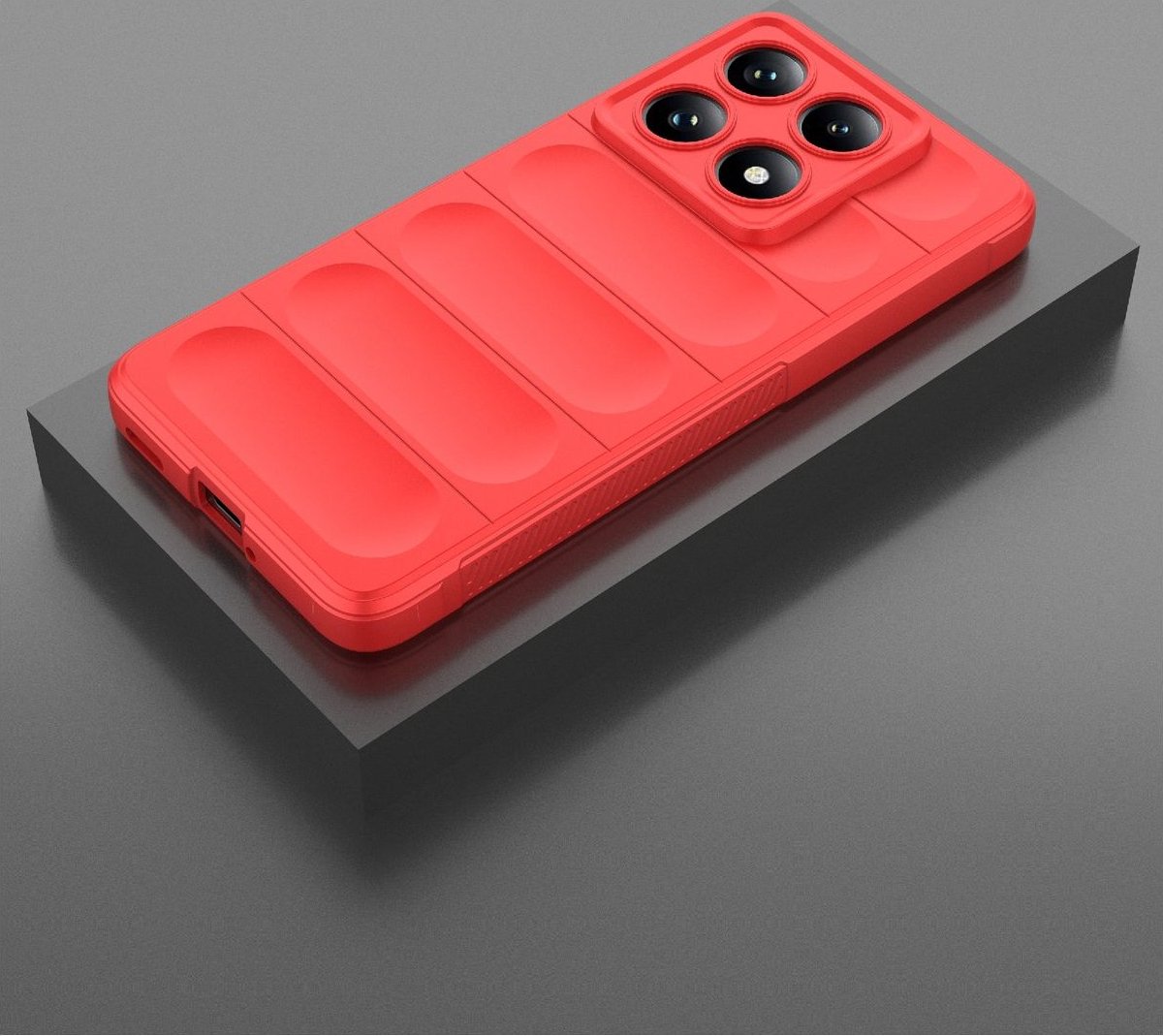 Mobigear Hoesje geschikt voor Xiaomi 14T Pro Telefoonhoesje Flexibel TPU | Mobigear Bumpy Backcover | 14T Pro Case | Back Cover - Rood