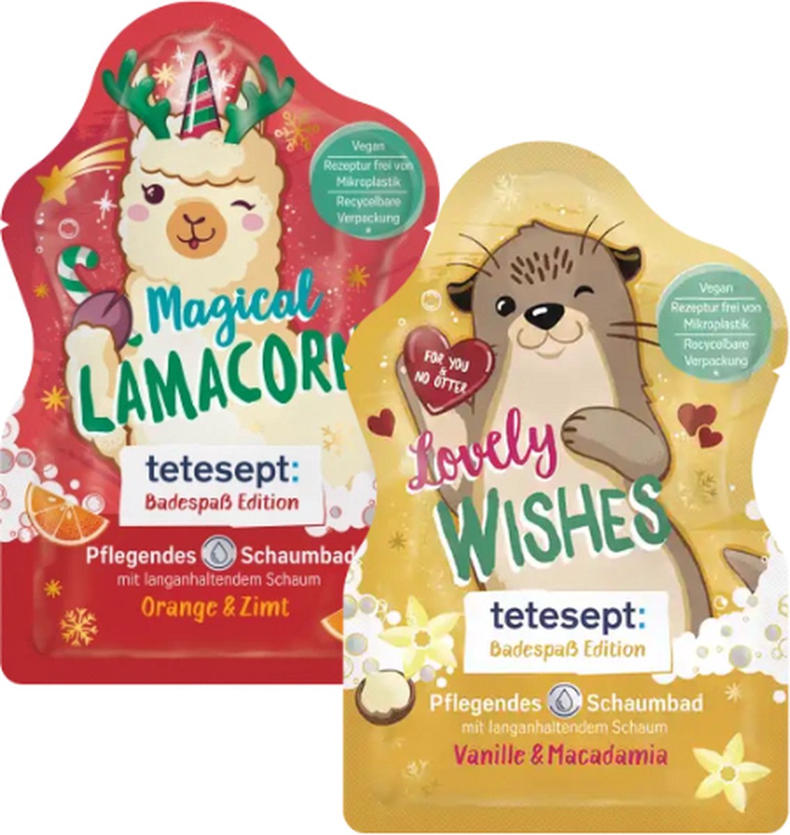 Goedkoopste Winter Badschuim - Set van 2 - Magical Lamacorn & Lovely Wishes | Sinaasappel&Kaneel - Vanille&Macademia | 2x 40ml | Badschuim Wintergeur - Speciaal voor de wintermaanden - Vegan