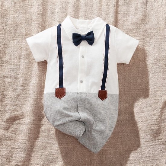 Vêtements Bébé Garçons - Cadeau Bébé - Cadeau maternité - Ensemble barboteuse - Coffret cadeau Baby Shower 2/pièce Avec Noeud - 3-6 Mois