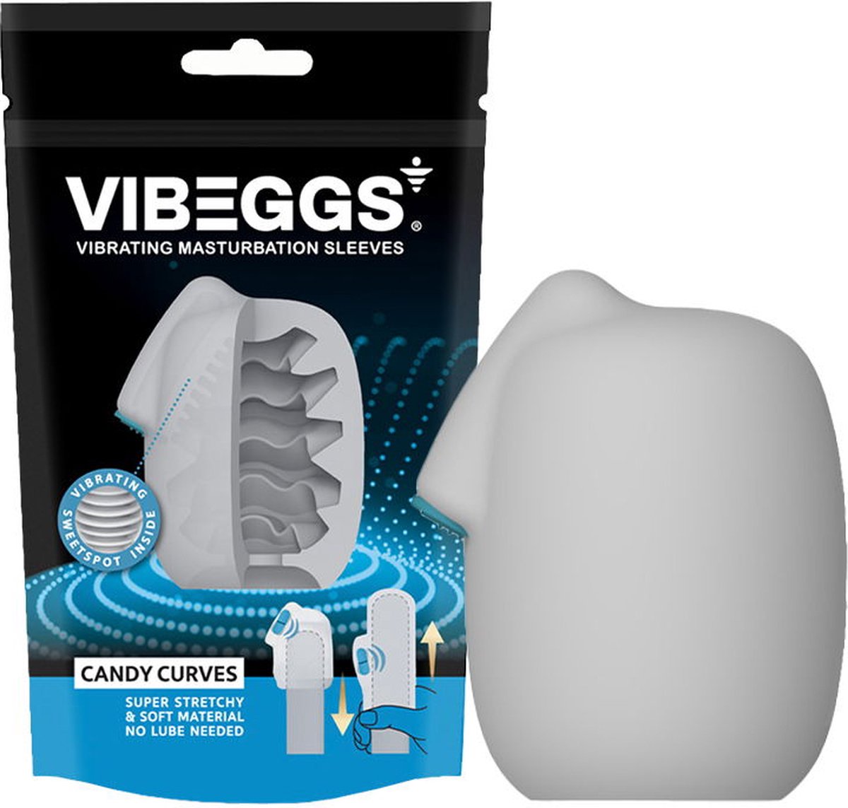 Goedkoopste VIBEGGS - Candy Curves - Vibrerende Masturbatie Sleeve èn Vinger Vibrator - Wit