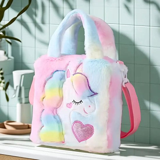 Unicorn Meisjes Schoudertasje Pailletten Wit Roze | Mylinsé