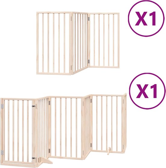 VidaXL Hondenhek Inklapbaar Met Deur 6 Panelen 300cm Massief Vurenhout Hondenhekje Veiligheidshekje Honden Hek Veiligheidshek Babyhekje 2583578307