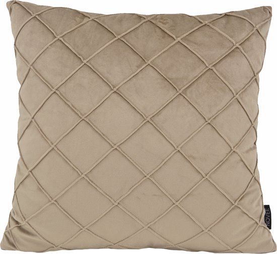 Velvet Cross Taupe Kussenhoes | Fluweel/Polyester | 45 x 45 cm