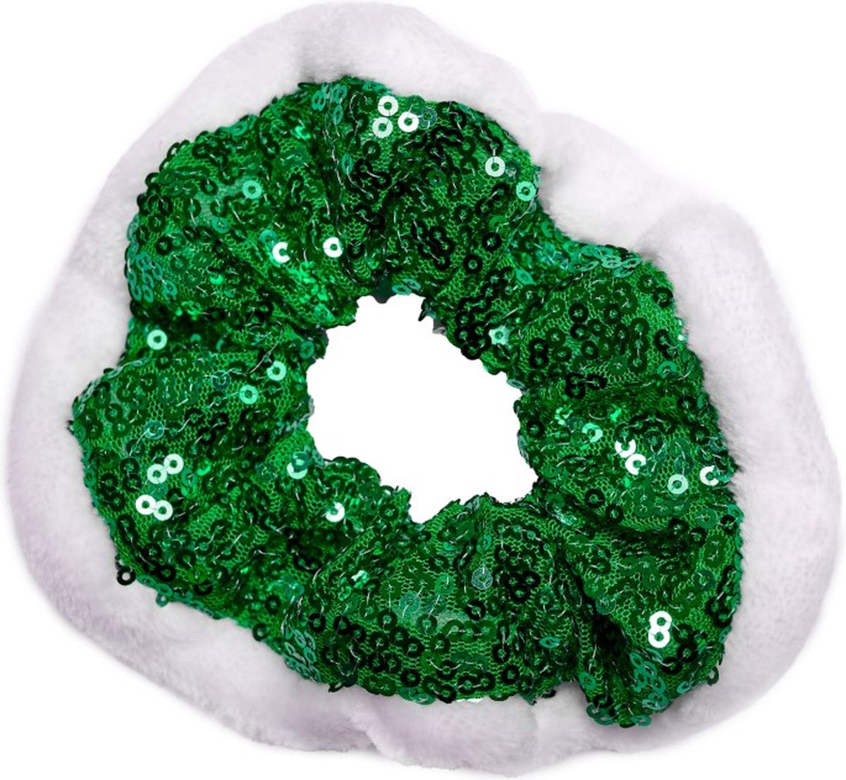 Lajetti - Kerst Scrunchie met Groene Pailletten - Haarelastiek