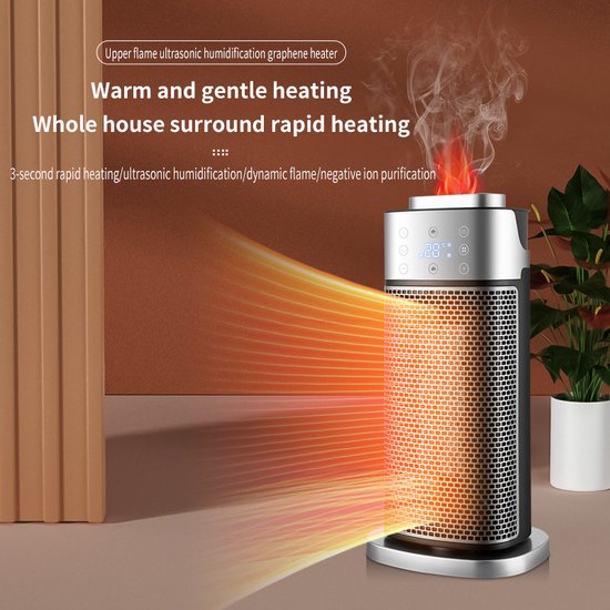 Black Friday!Homevector® Electric Heater Pro - Radiateur Soufflant - Radiant Electrique - 3 Positions - 2000W - Indication LED - Rotatif - Zwart