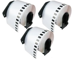 Label Tape Geschikt voor Brother DK-22225 | 38 mm x 30,48 m | Zwart op Wit - 3 stuks - Geschikt voor: QL-500 QL-550 QL-560 QL-570 QL-580N QL-650TD QL-1050N QL-1060N QL-700 QL-710W QL-720NW QL-800 QL-810W QL-820NW TD-2130N QL-600 QL-1100 QL-1110