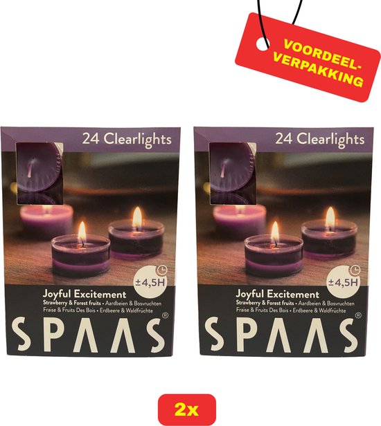 Spaas Duft-Teelichter 'Joyful Excitement' – 24 Stück, Transparente Halter, Ca. 4,5 Std. Brenndauer