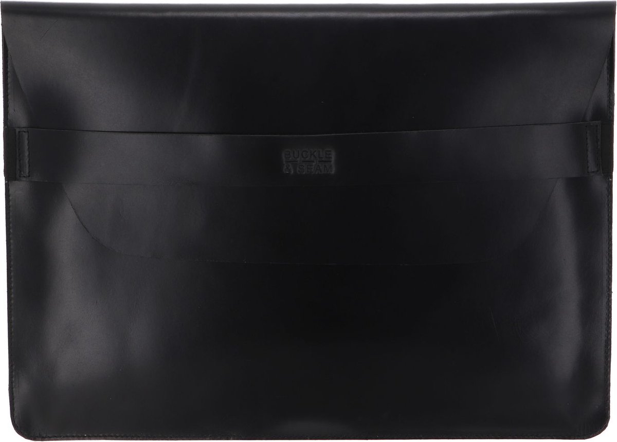 BUCKLE & SEAM Leren Laptop hoes met laptopvak Terra Leather Laptop Sleeve Crazy Horse Black Zwart