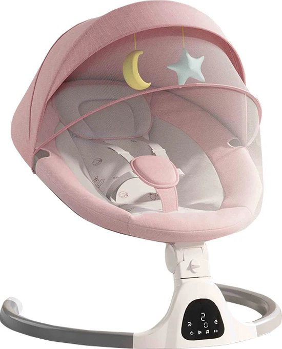 BBV Berceau bébé - Lit bébé - Berceau - Chaise à bascule Bébé - Balançoire électrique - Rose - 65x65x47,5cm