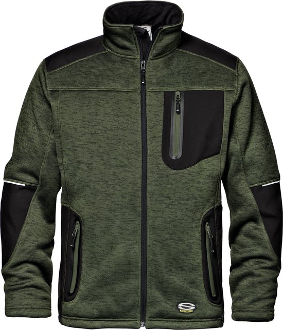 SIR SAFETY FIGHTER Werkjas HEREN Werktrui Groen - Winddicht - Met Softshell Inzetstukken - Reflecterende Details - Fleece Kraag & Voorgevormde Mouwen