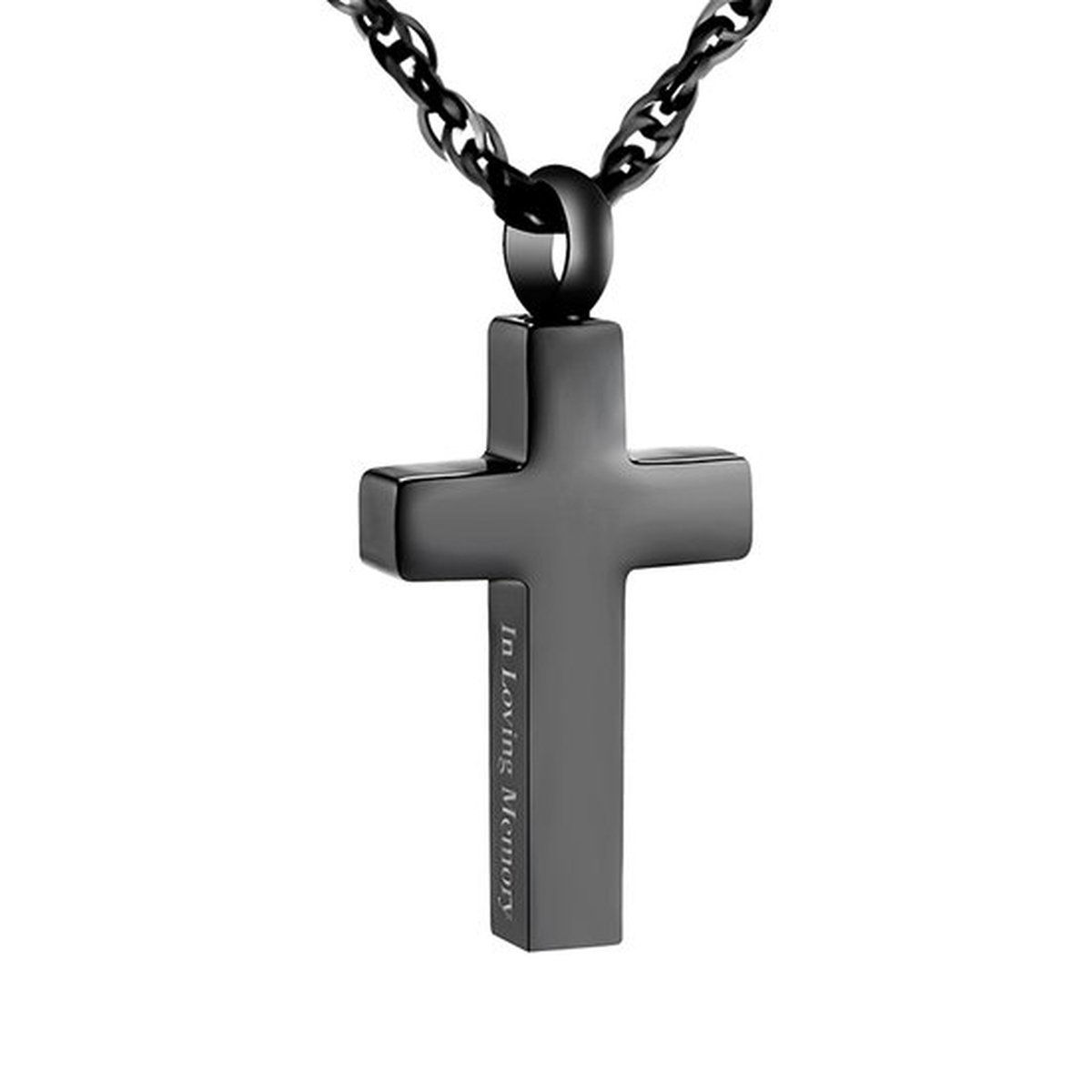 Dutch Duvall | Kruis zwart | Ashanger met ketting Zwart kruis | RVS kruis zwart van kleur | with me always