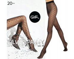 Gatta Silver Party – Panty Dames – 20 DEN – Zwart Glitter met Vierkantjes – Feest Panty – Nieuwjaar – Maat XL (1 stuks)