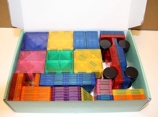 Brickkies®, Jouets magnétiques, Kit de construction, jouets de construction, speelgoed Montessori, carrelages/blocs magnétiques, Construisez vos eigen bâtiments dans votre monde Magna, 120 pièces avec exemple de manuel dans la boîte