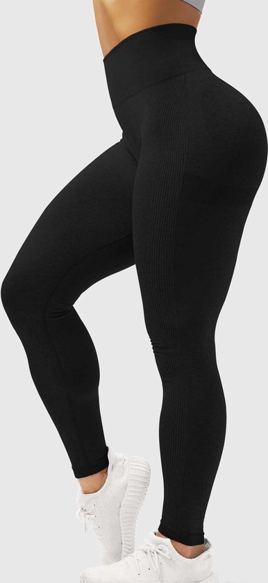 Mewave | Legging de sport noir | Femmes | Pantalon de sport | Vêtements de sport | Jambières de yoga | Pantalon de course à pied | TIC Tac | Fitness | Taille L