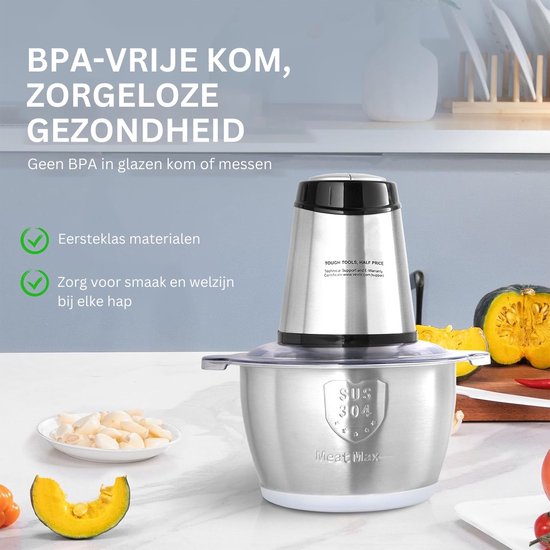 DailySuppliess® Elektrische Groentesnijder Multifunctioneel - Vleesmolen - Gehaktmolen - Uiensnijder - Zilver — afbeelding 3