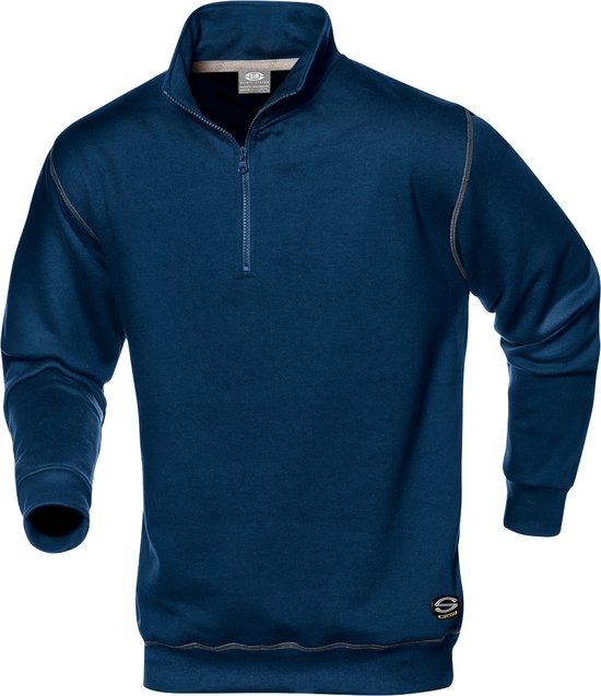 SIR SAFETY SIRFLEX ZIP COLLAR Werkshirt HEREN Veiligheidsshirt Donkerblauw - Ritskraag - Elastische Boorden - Contrasterende Stiksel