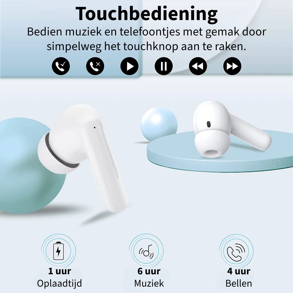 Phreeze TWS6 Pro Draadloze Oordopjes – Bluetooth 5.3 – Noise Cancelling – 30 uur Speeltijd – Wireless Earbuds – Oortjes Draadloos - USB C – foto 3