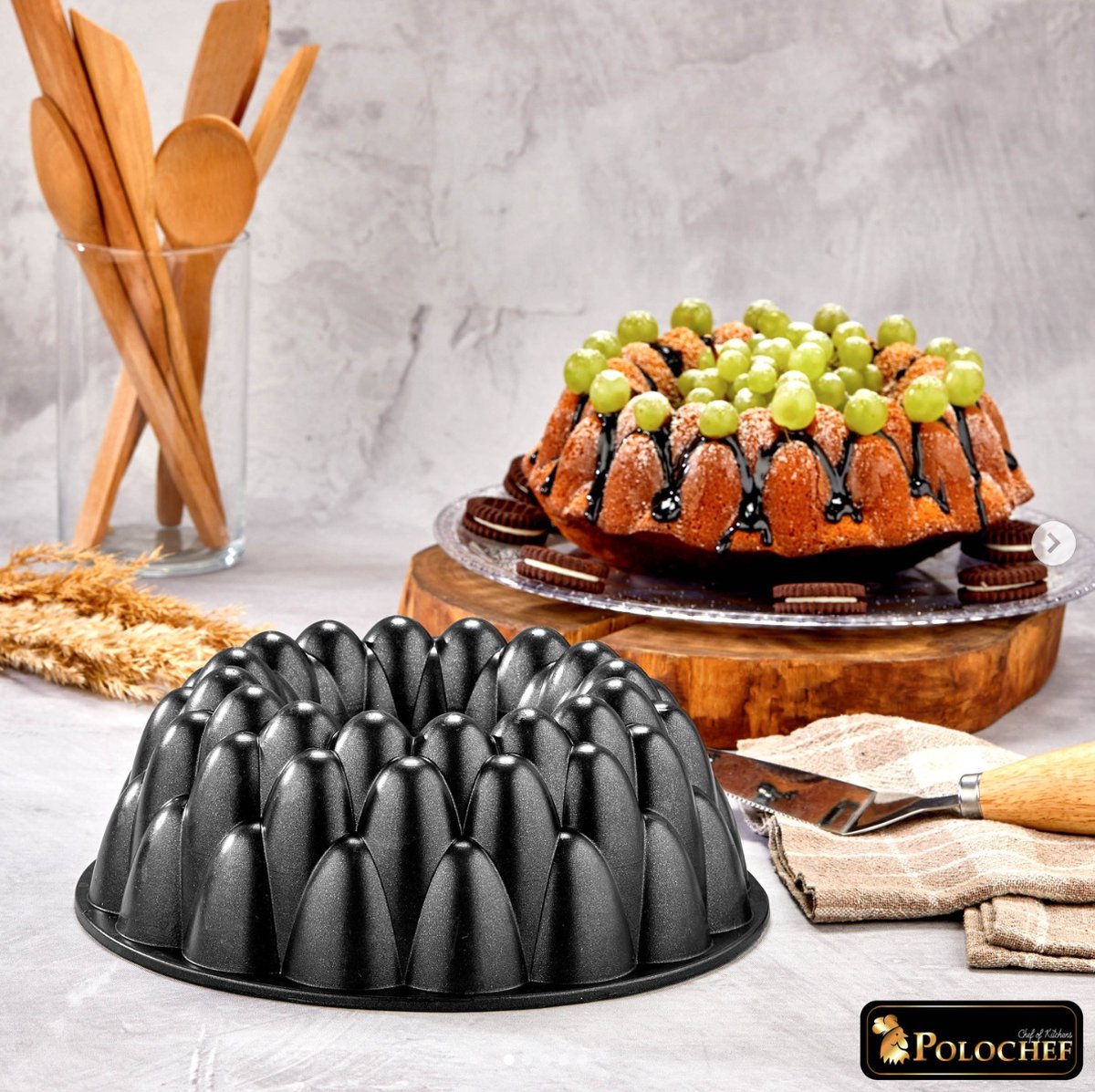 Polochef Casting - Graniet Bakvorm - 26 cm - Non-Stick - Zwart