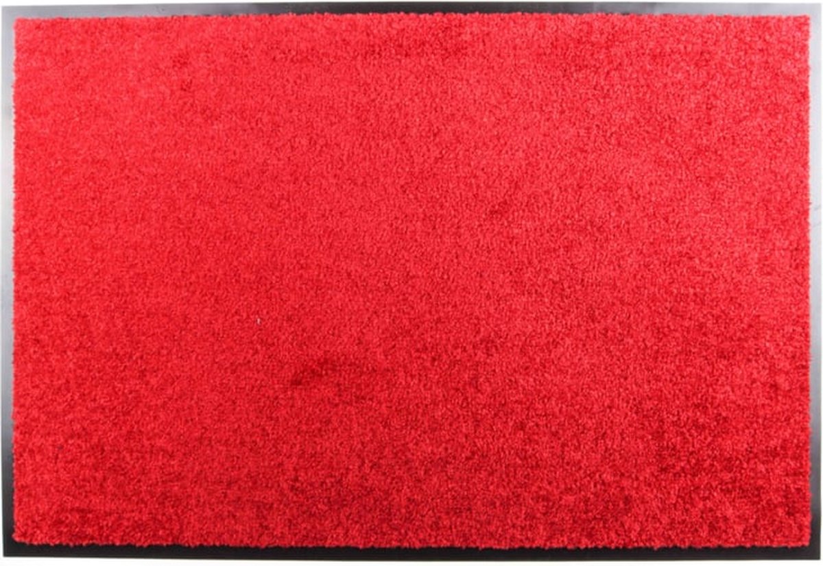 Schoonloopmat De Luxe - 60x90 cm - rood met rand - polyamide