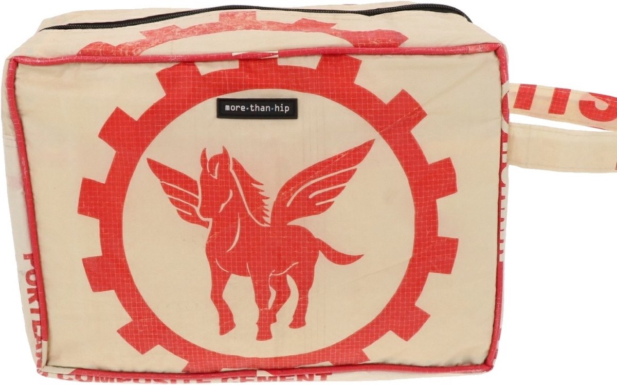 MoreThanHip - Grote toilettas 5,6 L van gerecyclede cementzakken - Yindee - Pegasus - 27 x 19 x 11 cm