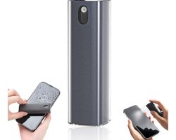 Screen Cleaner - Hervulbaar - 2 In 1 Scherm Reiniger - Beeldscherm Reiniger - Screen Spray - Reinigingsspray - Cleaning Spray - Microvezel Doekje - Cleaner Voor Beeldschermen Van Smartphones , Tablets En Laptops - Reiskit - Cleaning Kit - Grijs