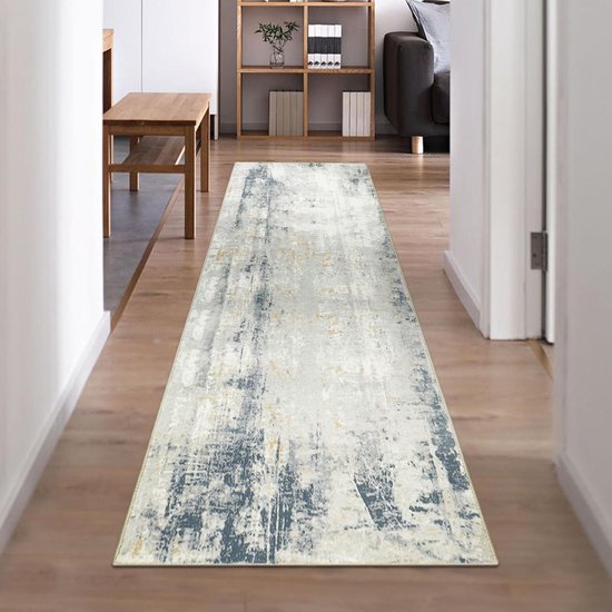 Loper, antislip vloerkleed, vintage hallloper, keukentapijtloper, deurmat voor binnen, wasbare vloermat, loper voor de ingang, woonkamer, slaapkamer, wasruimte, 120 x 500 cm