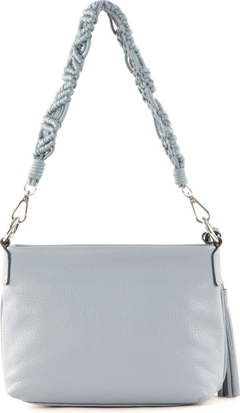 GIANNI CHIARINI Cuir Sac à épaule bandoulière Sac à épaule Africa Crossbody Bag Soft Blue Bleu