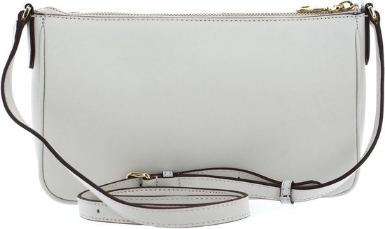 Offwhite schoudertas met ritssluiting en schouderband.