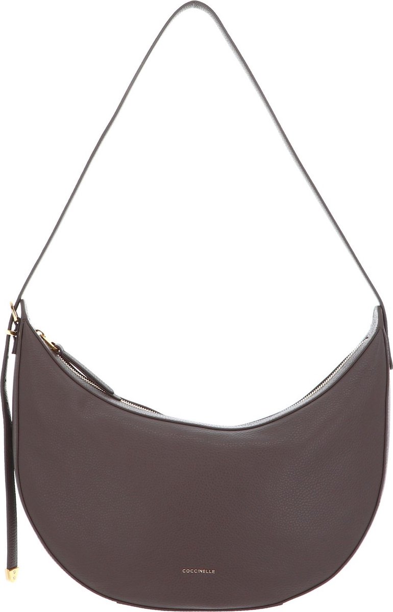 COCCINELLE Leren Schoudertas Coccinelle Gleen Handbag Grained Leather Coffee Donkerbruin