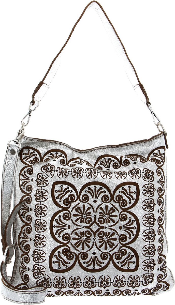 CATERINA LUCCHI Leren Schoudertas Peperomia Shoulder Bag Argento + T / Cognac Zilverkleurig