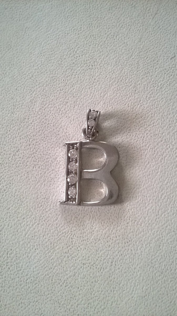Gemstones-silver letterhanger B 925-sterling zilver met zirkonia