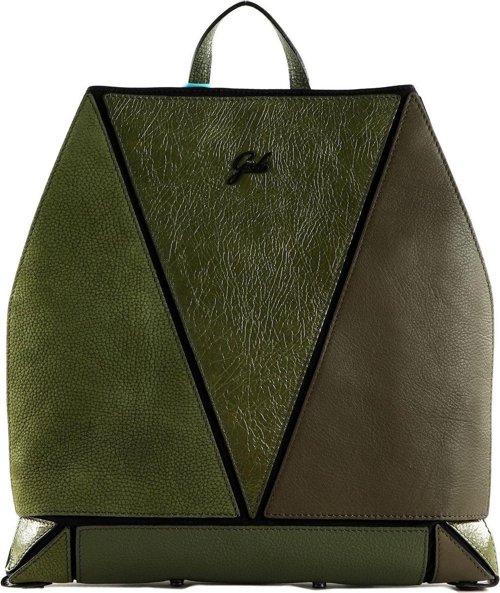 Gabs Leren Vrije tijd rugzak Naoko Momu Sendai Black Shoulder Bag Verde Oliva Antraciet