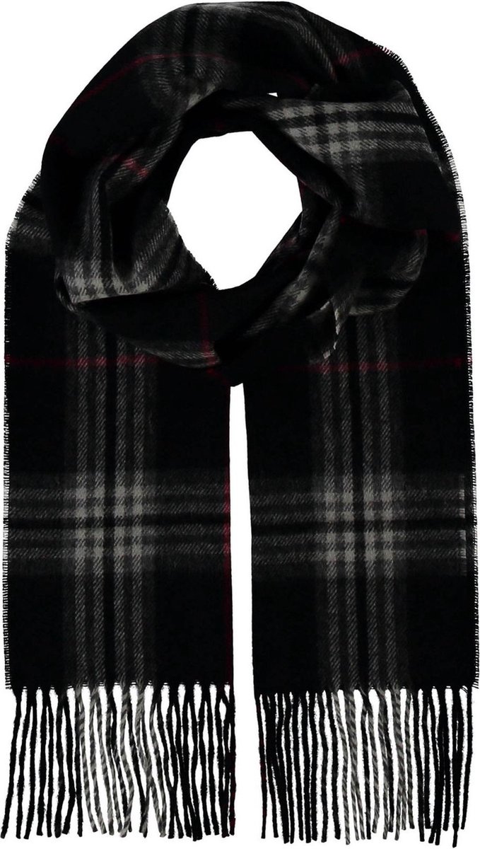 FRAAS Sjaal Cashmink® Scarf with FRAAS Plaid Black Zwart Veelkleurig