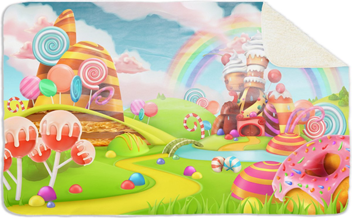 Fleecedeken Candyland, 96x146cm, Polyester Sherpa, print deken, FD2024985